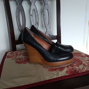 SALE!! Leather top high heel wedges
